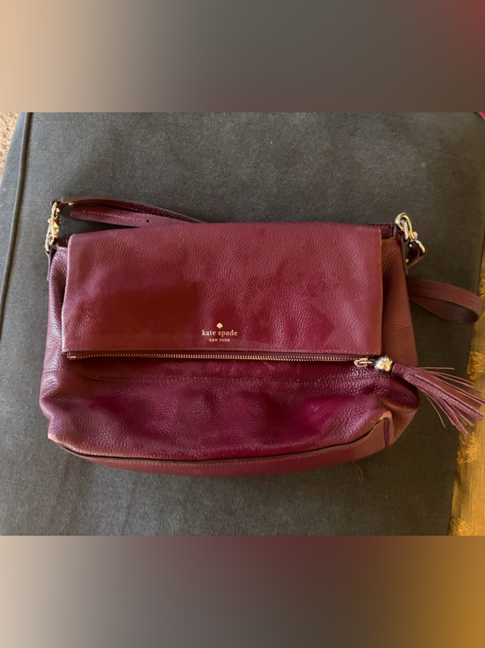 kate spade Burgundy Leather Crossbody Bag USED - signs of use
